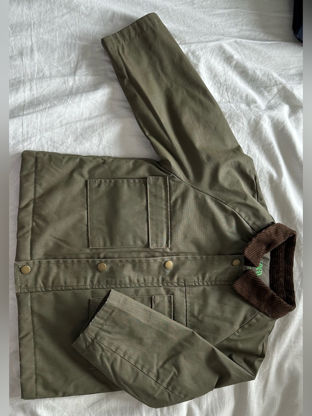 NWT Zara kids 2-3T Olive Green Work Jacket with Corduroy Collar